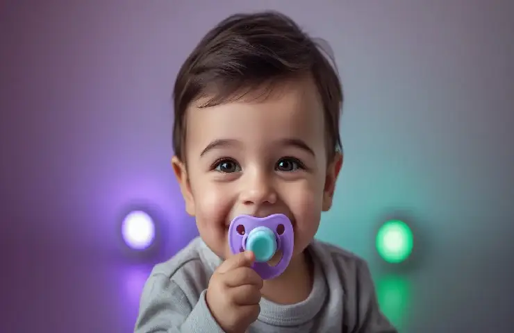 نوزاد ا پستانک در دهان 